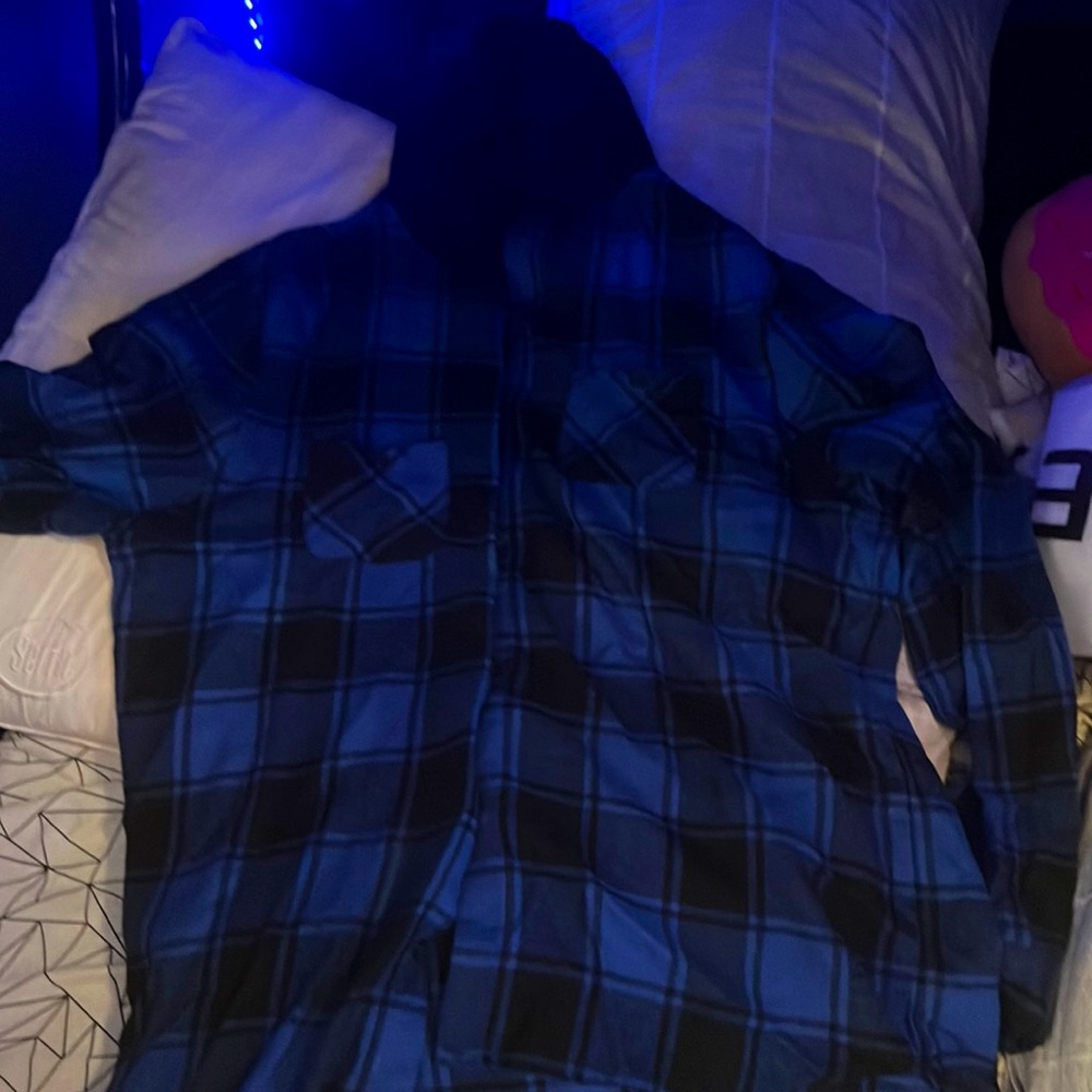H2H Dark Blue flannel with hood
